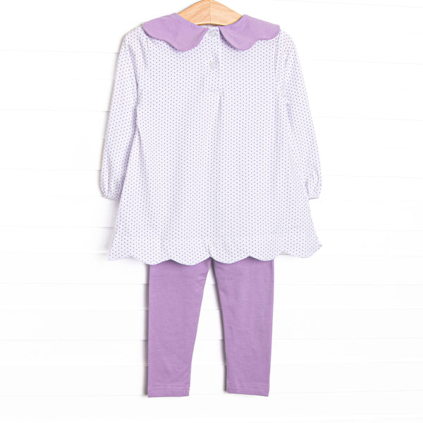Dot Your Darling Collared Pocket Legging Set, Purple