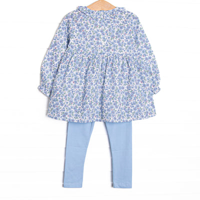 Blossom in Blue Ruffle Legging Set, Blue