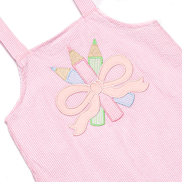 Colored Pencil Pal Applique Dress, Pink