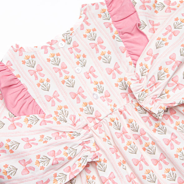 Bow Bouquets Side Tie Legging Set, Pink