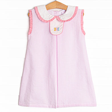Cottontail Trio Embroidered Dress, Pink