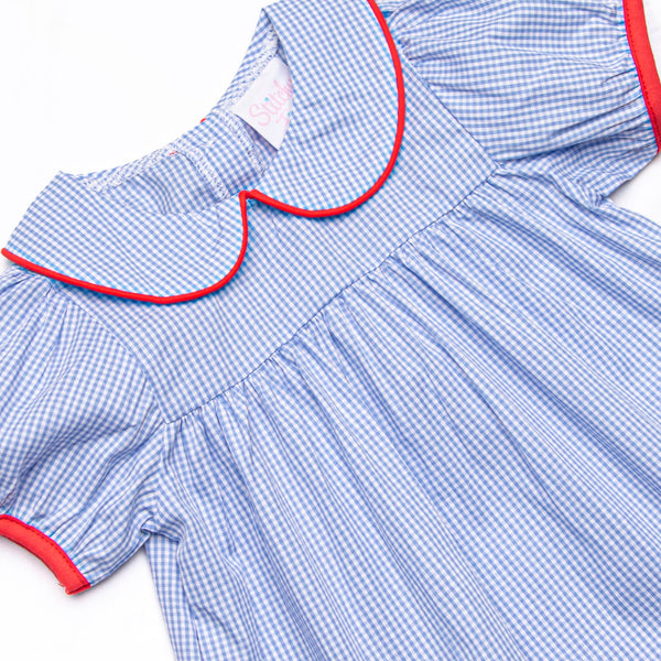 Making the Grade Applique Dress, Blue