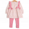 Bow Bouquets Side Tie Legging Set, Pink