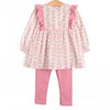 Bow Bouquets Side Tie Legging Set, Pink