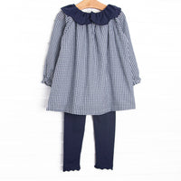 Campfire Classic Scalloped Collar Legging Set, Navy