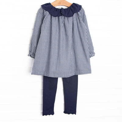 Campfire Classic Scalloped Collar Legging Set, Navy