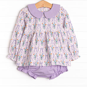 Patches of Petals Diaper Set, Purple