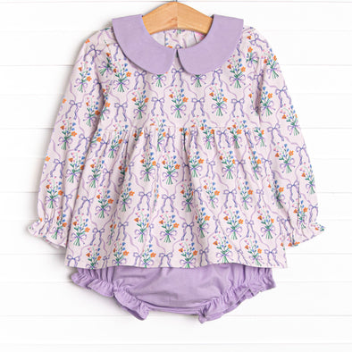 Patches of Petals Diaper Set, Purple