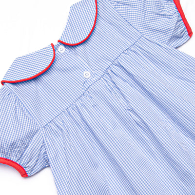 Making the Grade Applique Dress, Blue