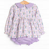 Patches of Petals Diaper Set, Purple