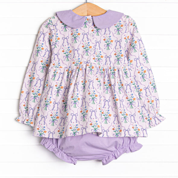 Patches of Petals Diaper Set, Purple