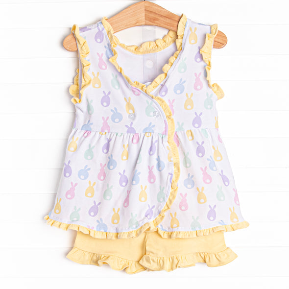 Boppin' and Hoppin' Ruffle Short Set, Yellow