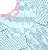 Gracie Romper, Pink and Mint Stripe