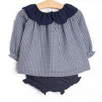 Campfire Classic Scalloped Collar Diaper Set, Navy