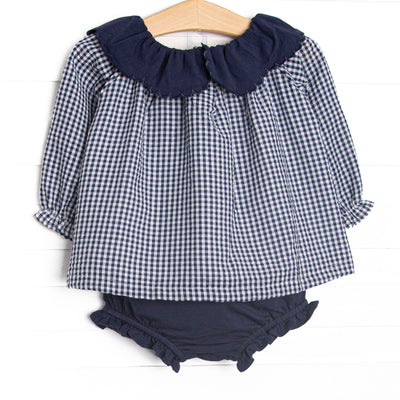 Campfire Classic Scalloped Collar Diaper Set, Navy