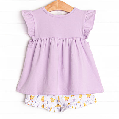One Cute Chick Ruffle Short Set, Purple