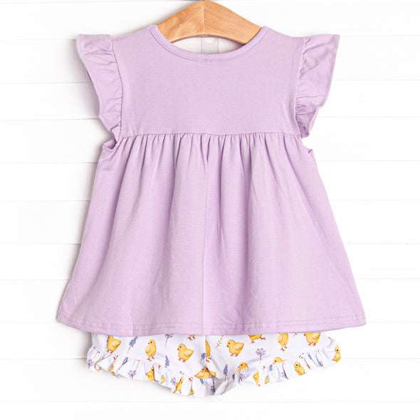 One Cute Chick Ruffle Short Set, Purple