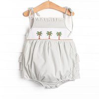 Pacific Palms Smocked Ruffle Bubble, Green