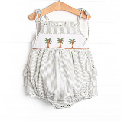 Pacific Palms Smocked Ruffle Bubble, Green