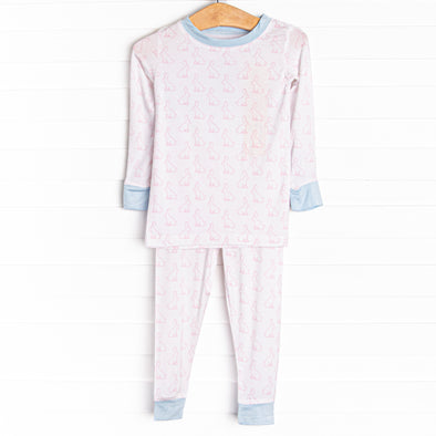 Bunny Blessings Bamboo Pajama Set, Pink