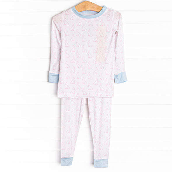 Bunny Blessings Bamboo Pajama Set, Pink