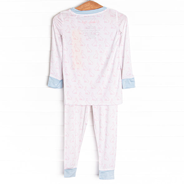 Bunny Blessings Bamboo Pajama Set, Pink