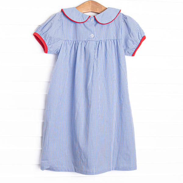 Making the Grade Applique Dress, Blue