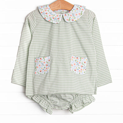 Green Goddess Gingham Diaper Set, Green