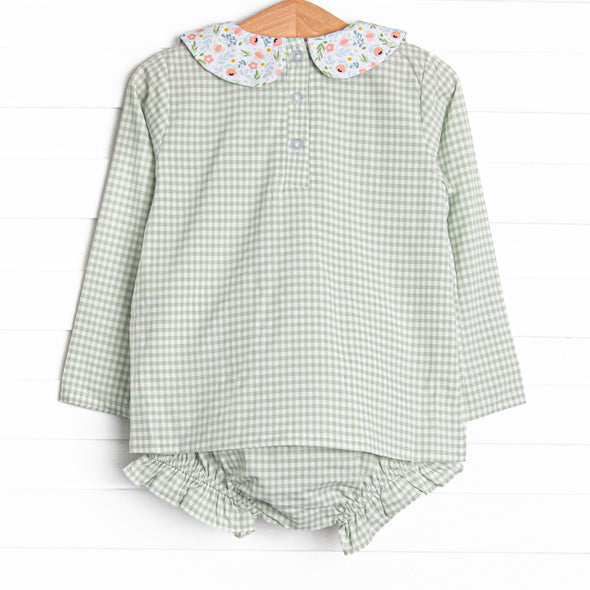 Green Goddess Gingham Diaper Set, Green