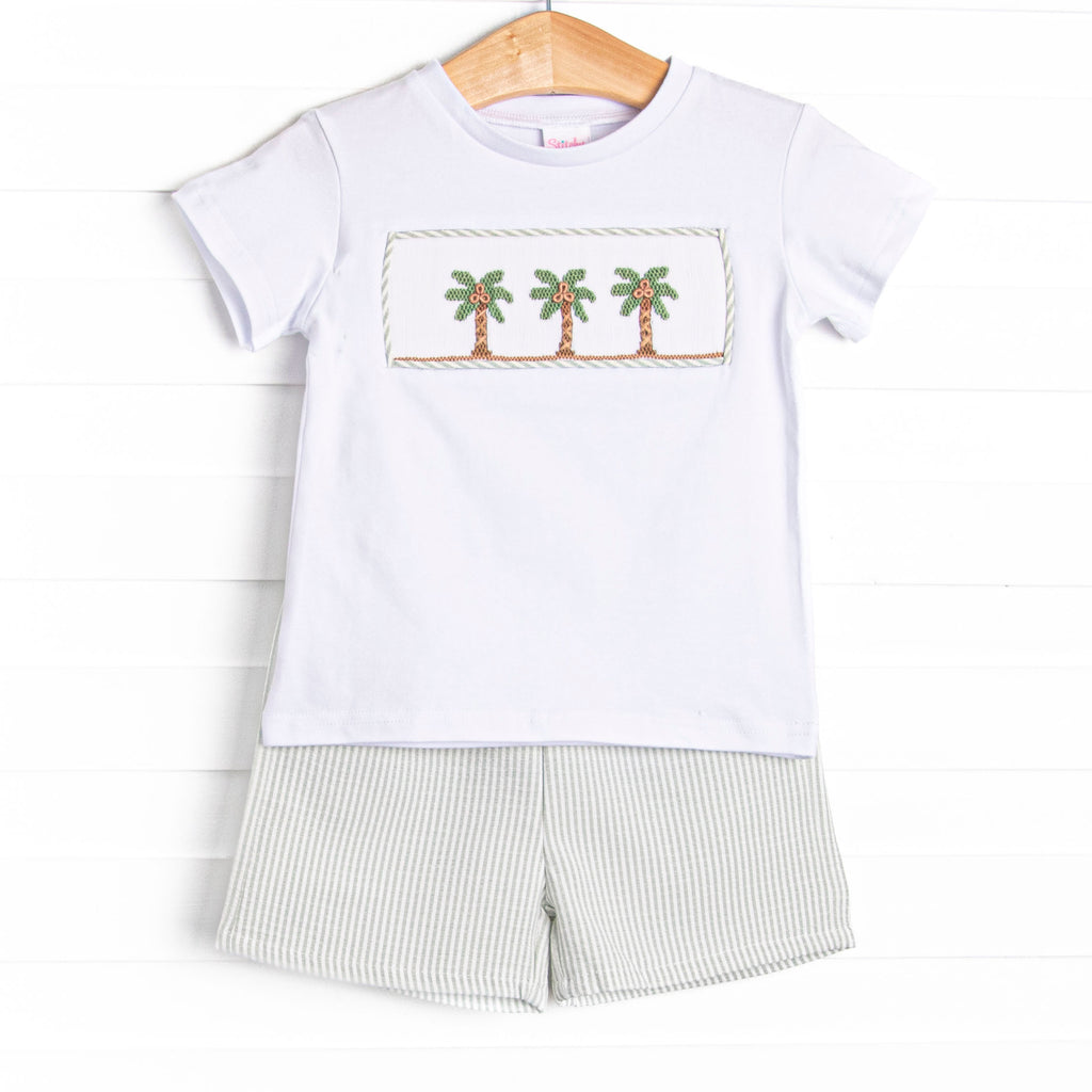 Pacific Palms Smocked Short Set, Green – Stitchy Fish