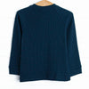 Flying Home Embroidered Waffle Knit Top, Blue