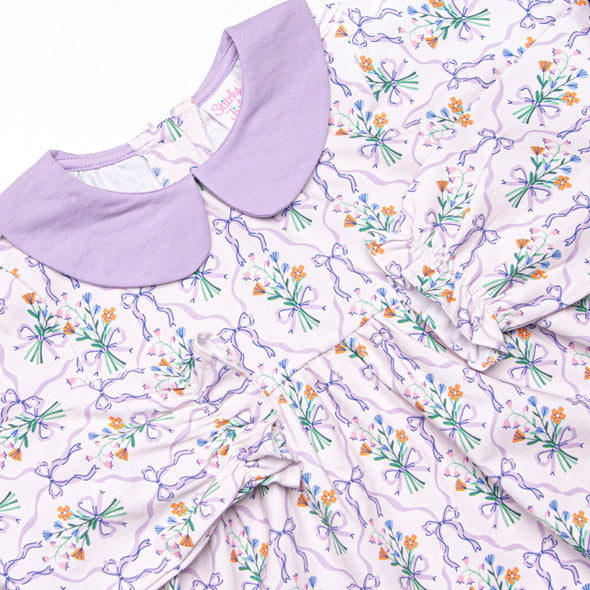 Patches of Petals Diaper Set, Purple