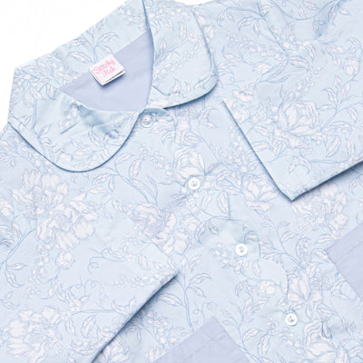 Sissy Scalloped Pocket Light Weight Coat, Blue Floral