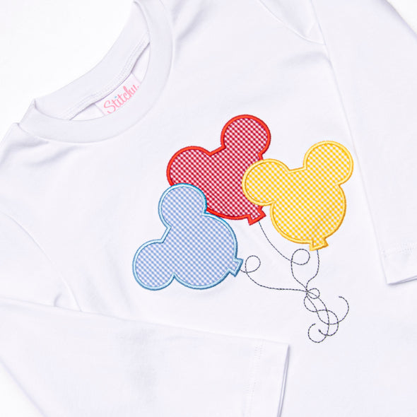 Mouse in the House Applique Long Sleeve Short Set, Blue