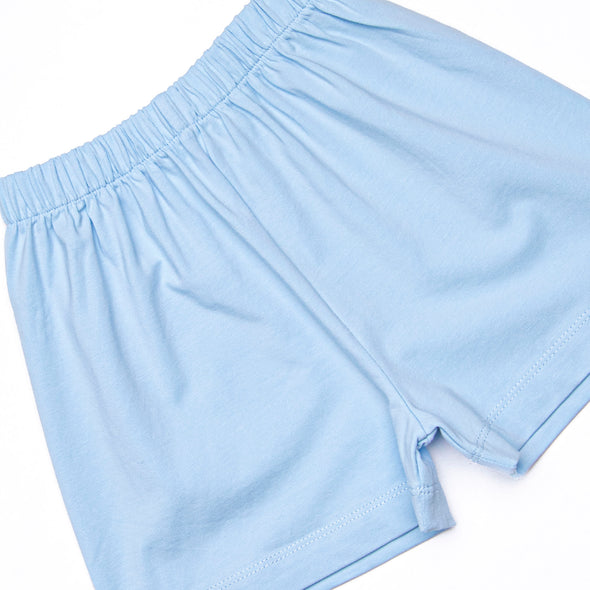 Mouse in the House Applique Long Sleeve Short Set, Blue