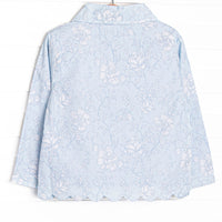 Sissy Scalloped Pocket Light Weight Coat, Blue Floral
