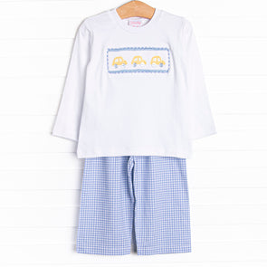 Bumper to Bumper Smocked Pant Set, Blue