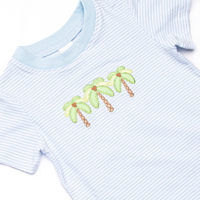Pacific Palms Applique Short Set, Blue