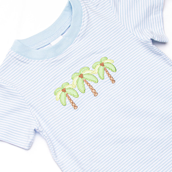Pacific Palms Applique Short Set, Blue