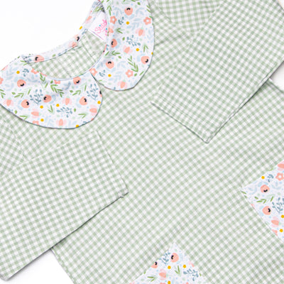 Green Goddess Gingham Ruffle Legging Set, Green
