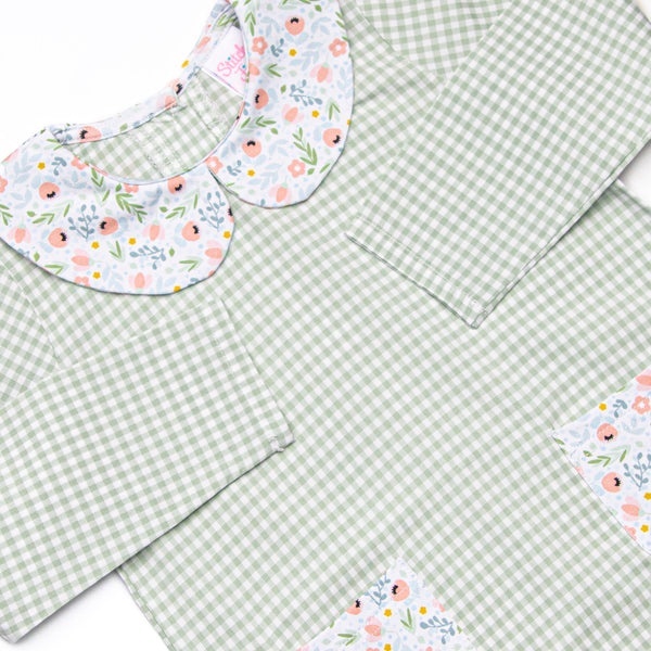 Green Goddess Gingham Ruffle Legging Set, Green