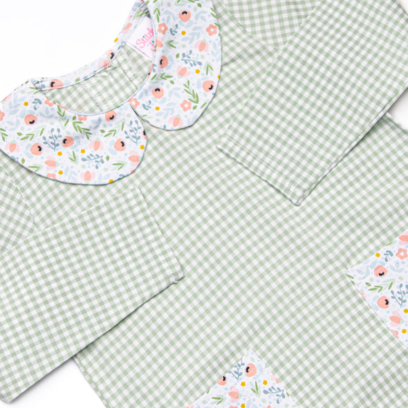 Green Goddess Gingham Ruffle Legging Set, Green