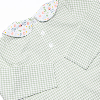 Green Goddess Gingham Ruffle Legging Set, Green
