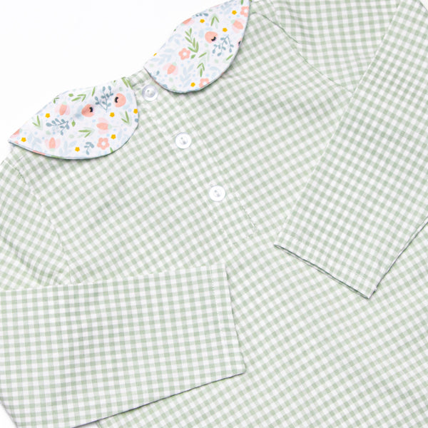 Green Goddess Gingham Ruffle Legging Set, Green
