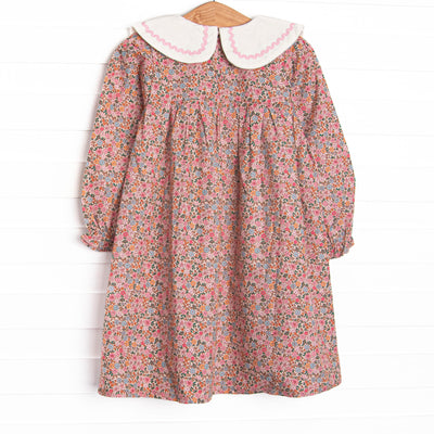 Flashback of Florals Collared Long Sleeve Dress, Pink