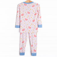 Swan Lake Swims Bamboo Pajama Set, Pink