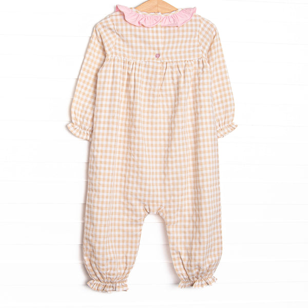 Timeless Tiles Ruffle Romper, Brown