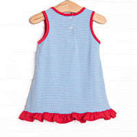 Coloring Curiosity Applique Ruffle Dress, Blue