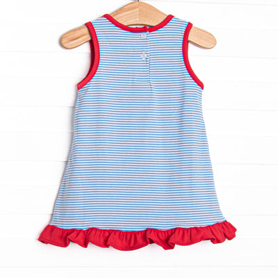 Coloring Curiosity Applique Ruffle Dress, Blue