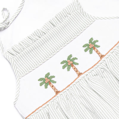 Pacific Palms Smocked Ruffle Bubble, Green